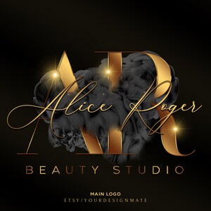 Logotipo de belleza GOLD, logotipo de humo, logotipo prediseñado, logotipo de oro negro, logotipo de firma, logotipo de diseñador de interiores, logotipo de salón, logotipo de acuarela, lujo n.° 187