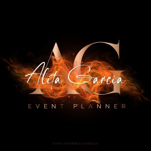 Logotipo de fogo, logotipo de ouro rosa, logotipo de planejador de festas, logotipo de planejador de eventos, logotipo de fotógrafo, logotipo de beleza pré-fabricado, logotipo de assinatura, logotipo de chama # 84