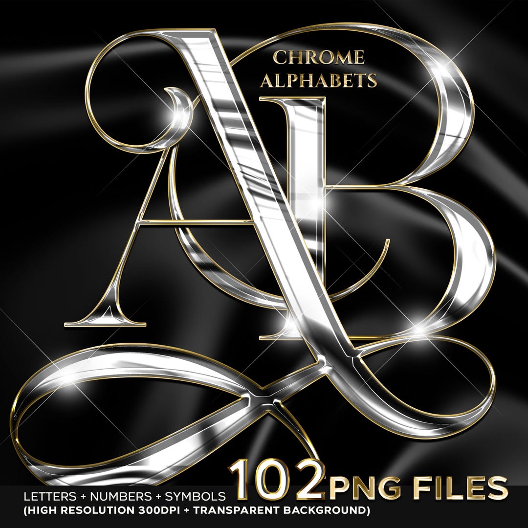 Silver Chrome Alphabet PNG | 3D Luxury Letters A-Z | Metallic Silver ...