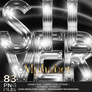 Luxury Silver Chrome Alphabet Clipart, Glam Metallic Letters PNG, Shiny ...