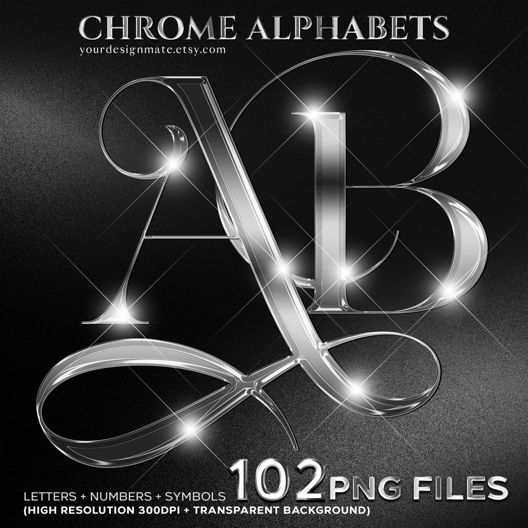 Silver Chrome Alphabet Clipart | 3D Metallic Letters PNG | Luxury Shiny ...