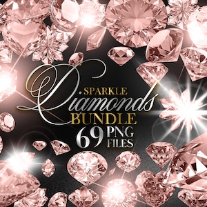 Rose Gold Sparkle Edelstein Bündel, Luxus Diamant PNG Elemente, Bling Kristalle Clipart, Glitzer Strass Grafiken für Branding & Kunsthandwerk # 4