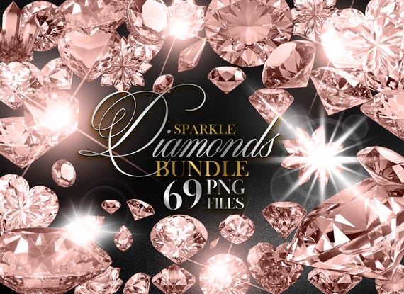 Rose Gold Sparkle Gemstone Bundle, Luxury Diamond PNG Elements, Bling Crystals Clipart, Glitter Rhinestone Graphics for Branding & Crafts #4