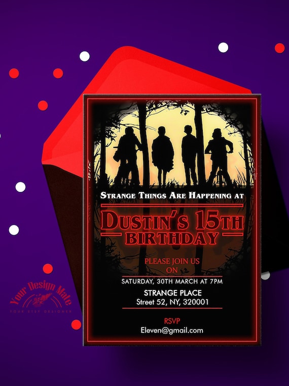 STRANGER COSAS Invitación de cumpleaños Tarjeta Etsy