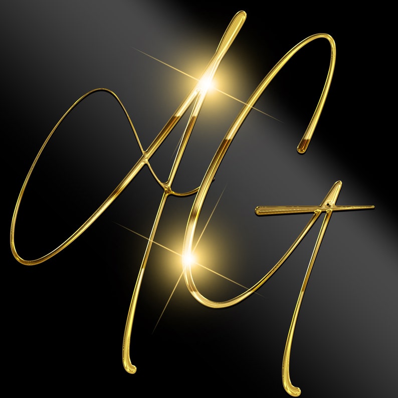 Gold Chrome Alphabet, Gold Alphabet PNG, Script, Metallic Letters, Gold ...