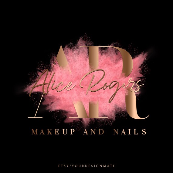 Pink Gold Logo Pink Watercolor Logo Premade Logo Pink Etsy