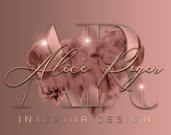 Watercolour Rose gold Logo, Smoke Logo, Beauty Logo, Premade Logo design, Nail Logo, Signature Logo, Glam Logo, Boutique Logo, Lash Logo#124