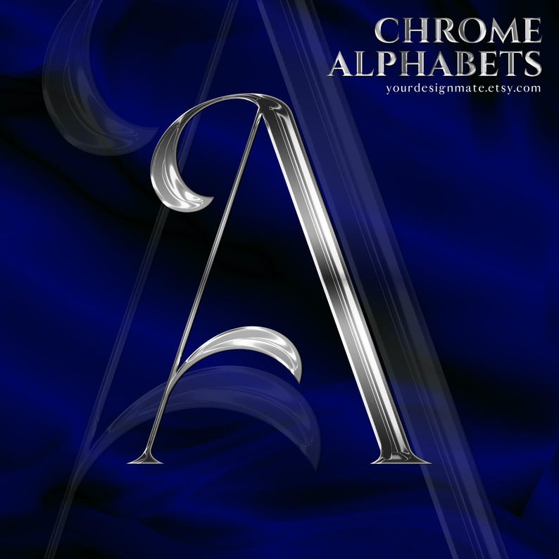 Luxury Silver Chrome Alphabet Clipart, Glam Metallic Letters PNG ...