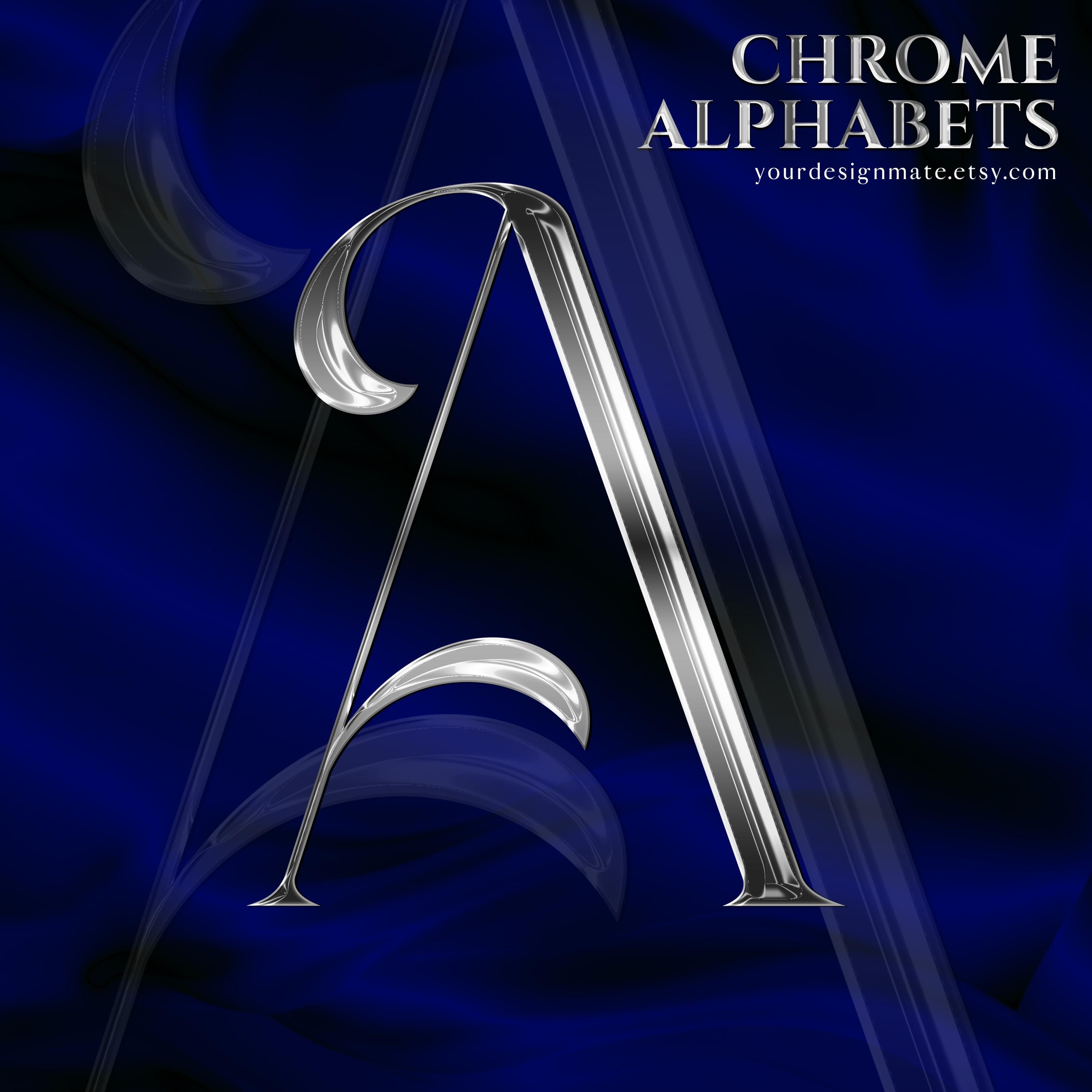 Luxury Silver Chrome Alphabet Clipart, Glam Metallic Letters PNG ...