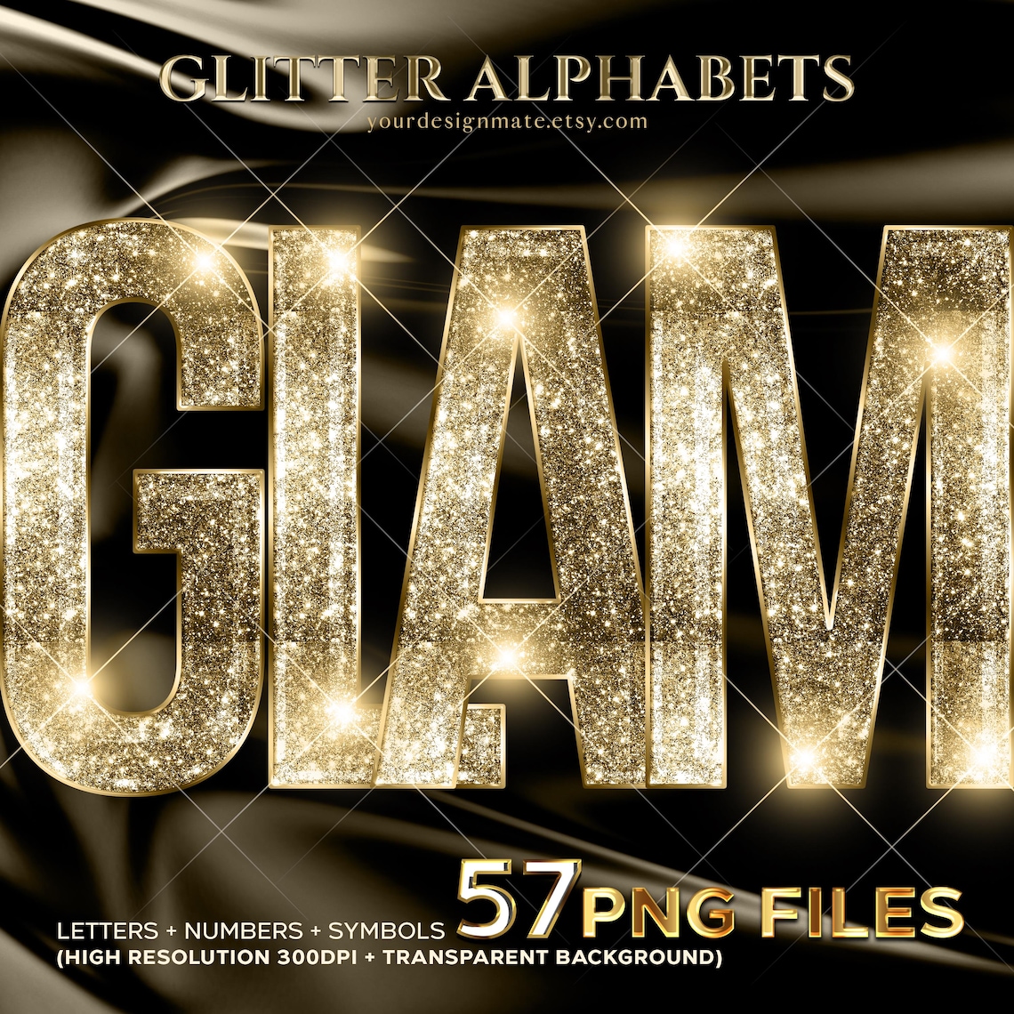 Gold Glitter Alphabet PNG, Sparkle Digital Clipart, Glamorous Glitter ...