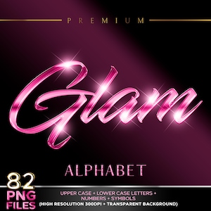 Alphabet rose PNG, lettres de script élégantes, lettres chromées roses brillantes, clipart rose, téléchargement numérique de A à Z, Clipart texte élégant & brillant #62