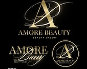 Luxury Gold Beauty Logo Set for Salon Branding | Elegant Premade Logo Templates for Lash, Hair, Aesthetic Biz | DIY Canva Editable Logo #48
