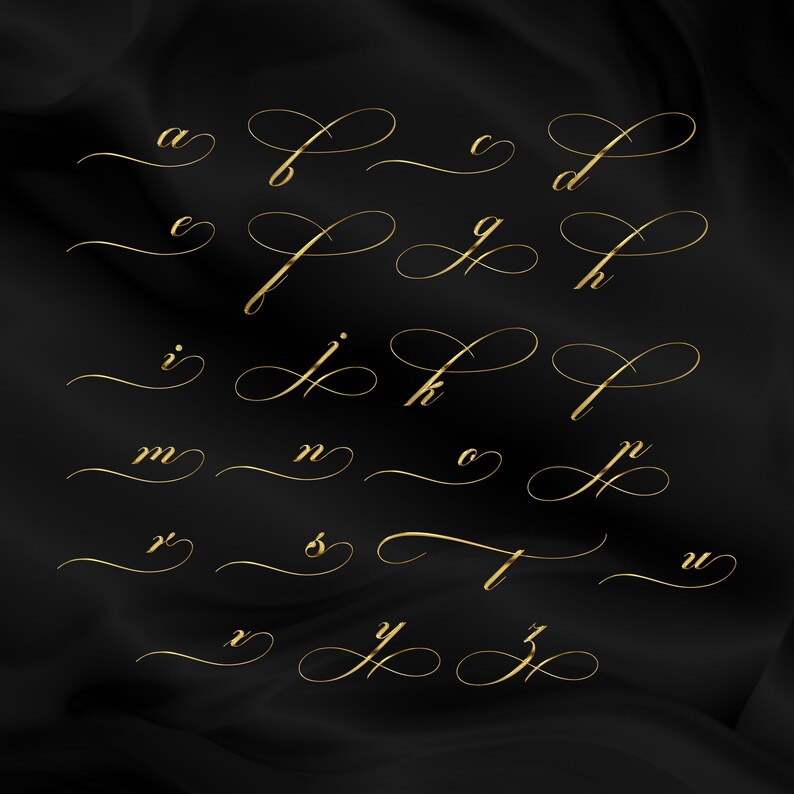 Luxury Gold Chrome Script Alphabet PNG. Perfect for Logos, Branding ...
