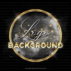 Logo Background Png, Blue Smoke png, Gold Circle Frame, Glitter, Watercolor clipart, Watercolor splash, Gold frame clipart, Instant download