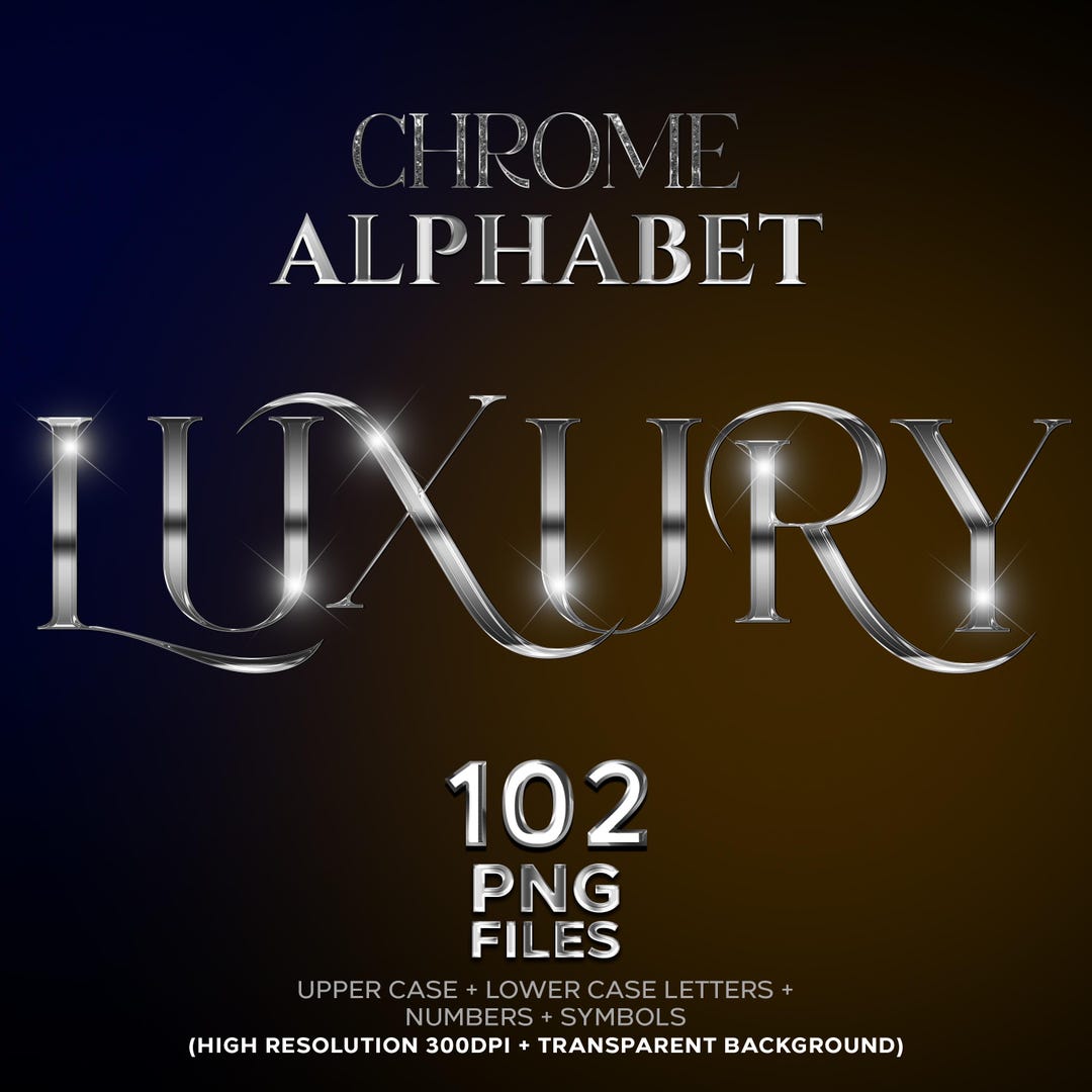 Luxury Silver Chrome Alphabet Clipart, Glam Metallic Letters PNG ...