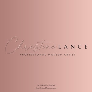 May include: A logo for a makeup artist named Christine Lance. The logo is in a script font and is written in a light pink color on a pink background. The text "Professional Makeup Artist" is written below the name.