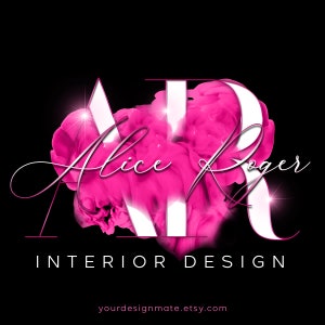 Logo rosa acquerello, logo di bellezza, logo fumo rosa, logo firma, logo unghie, logo sopracciglia, logo cosmetici, logo glam, logo premade n. 125