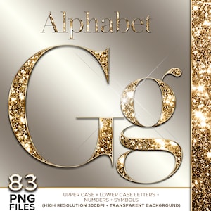Gouden alfabet PNG, glitter alfabet clipart, diamant alfabet PNG, bling alfabet, sprankelende goud folie letters, luxe, digitale download #1