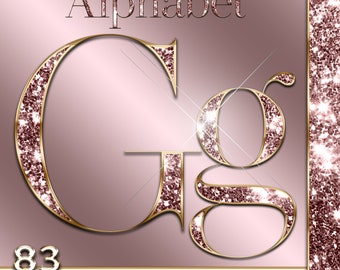 Rose Gold Alphabet PNG, Glitter Alphabet Clipart, Diamond Alphabet PNG, Bling Alphabet, Sparkling Gold Foil Letters, Luxury, Digital #5