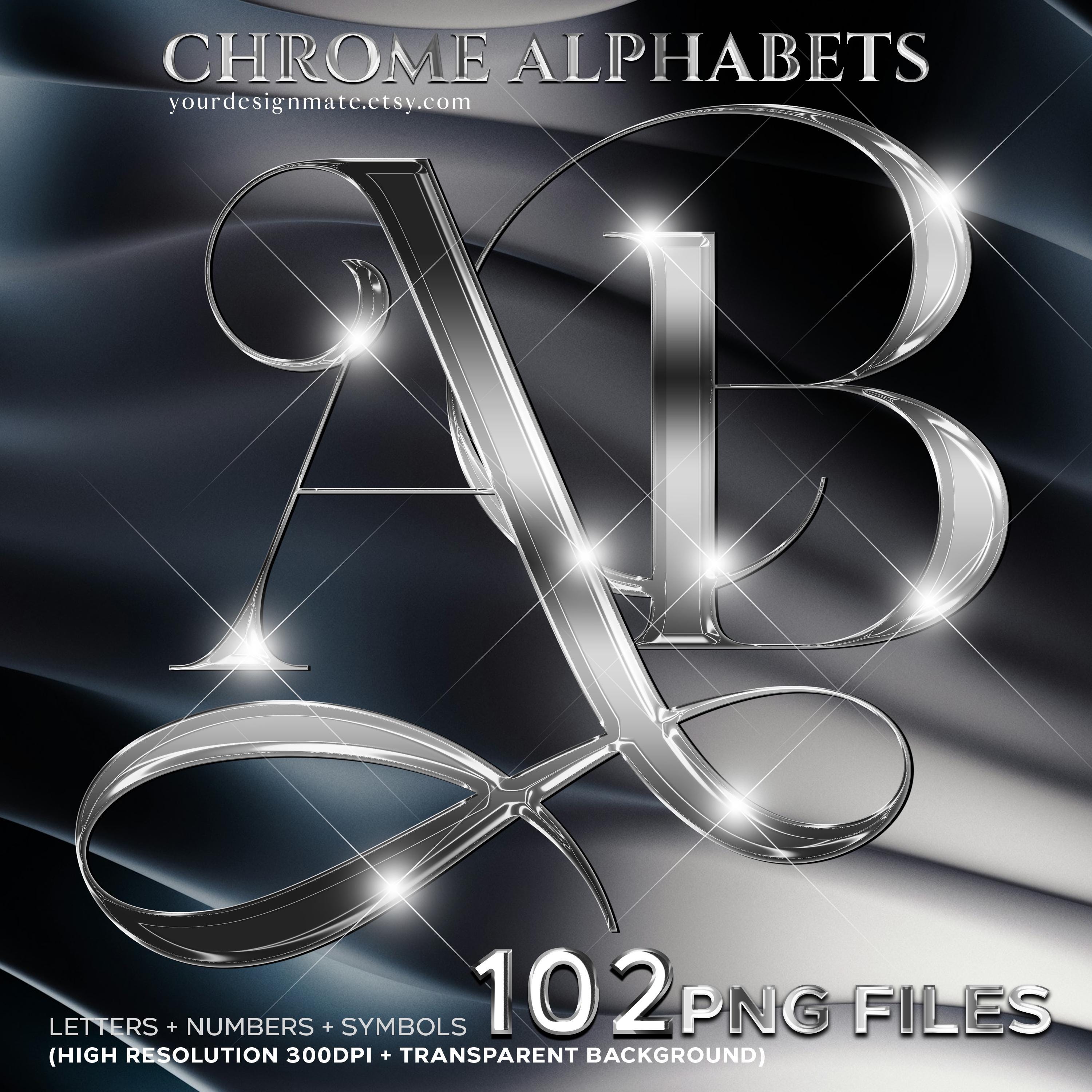 Silver Chrome Alphabet Clipart | 3D Metallic Letters PNG | Luxury Shiny ...