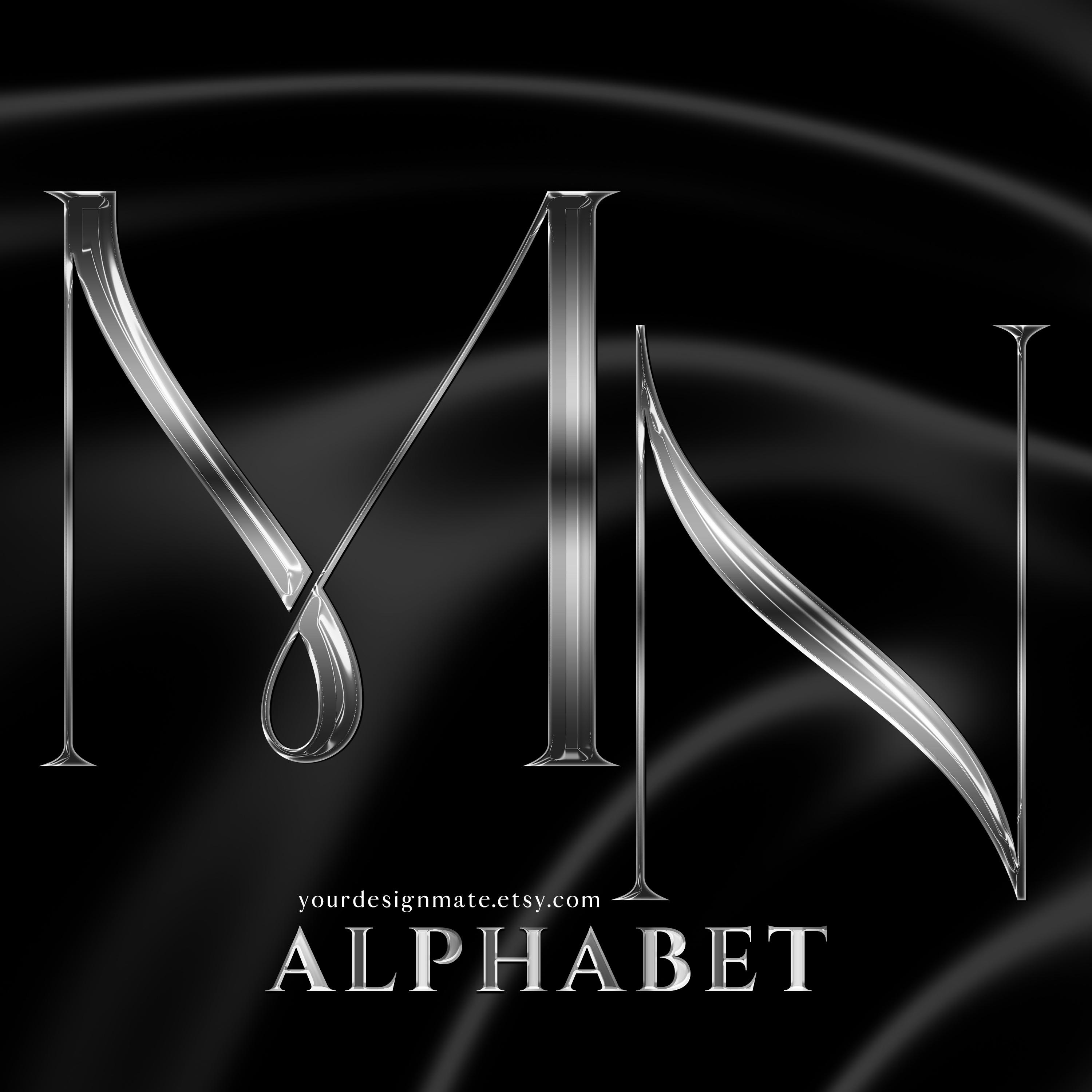 Luxury Silver Chrome Alphabet Clipart, Glam Metallic Letters PNG ...