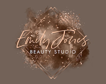 Premade Logo, Watercolor rose Gold Logo, Brown logo, Glitter Rose gold logo, Beauty logo, Brown Signature logo, Makeup Logo, Smoke Logo #70
