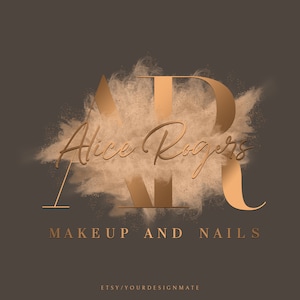 Aquarell Rose Gold Logo, Maskenbildner Logo, Schönheitssalon Logo, Make-up Pinsel Logo, Brauen Logo, Signatur Logo, Rose Gold vorgefertigtes Logo #58
