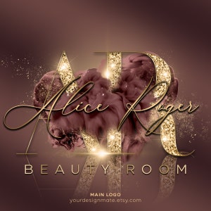 Beauty Logo, Glitter Logo, Rose Brown Logo, Mauve Smoke Logo, Sparkle Glitter Logo, Premade Logo, Gold Logo, Cosmetics Logo, Salon Logo #236