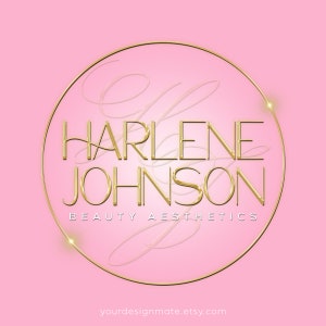 Roze schoonheid Logo, Gouden Logo, Boutique Logo, Cosmetica Logo, Huidverzorging Logo, Glam Logo, Hair Extensions Logo, Lash Logo, Gouden Make-up Logo #200