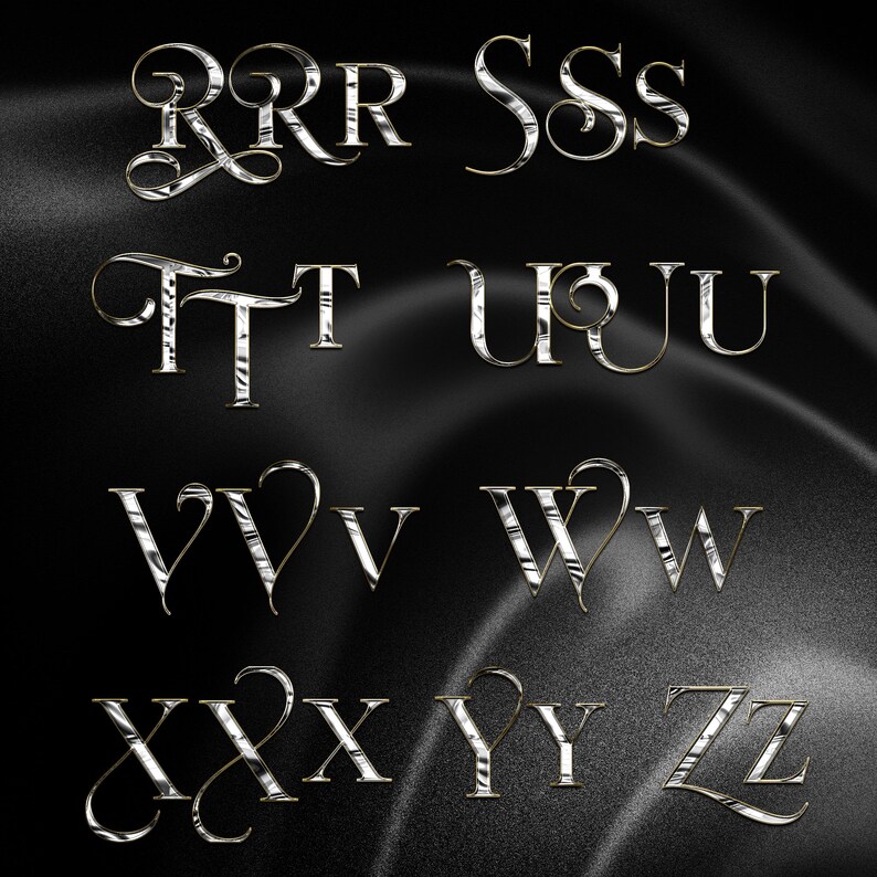 Silver Chrome Alphabet PNG | 3D Luxury Letters A-Z | Metallic Silver ...