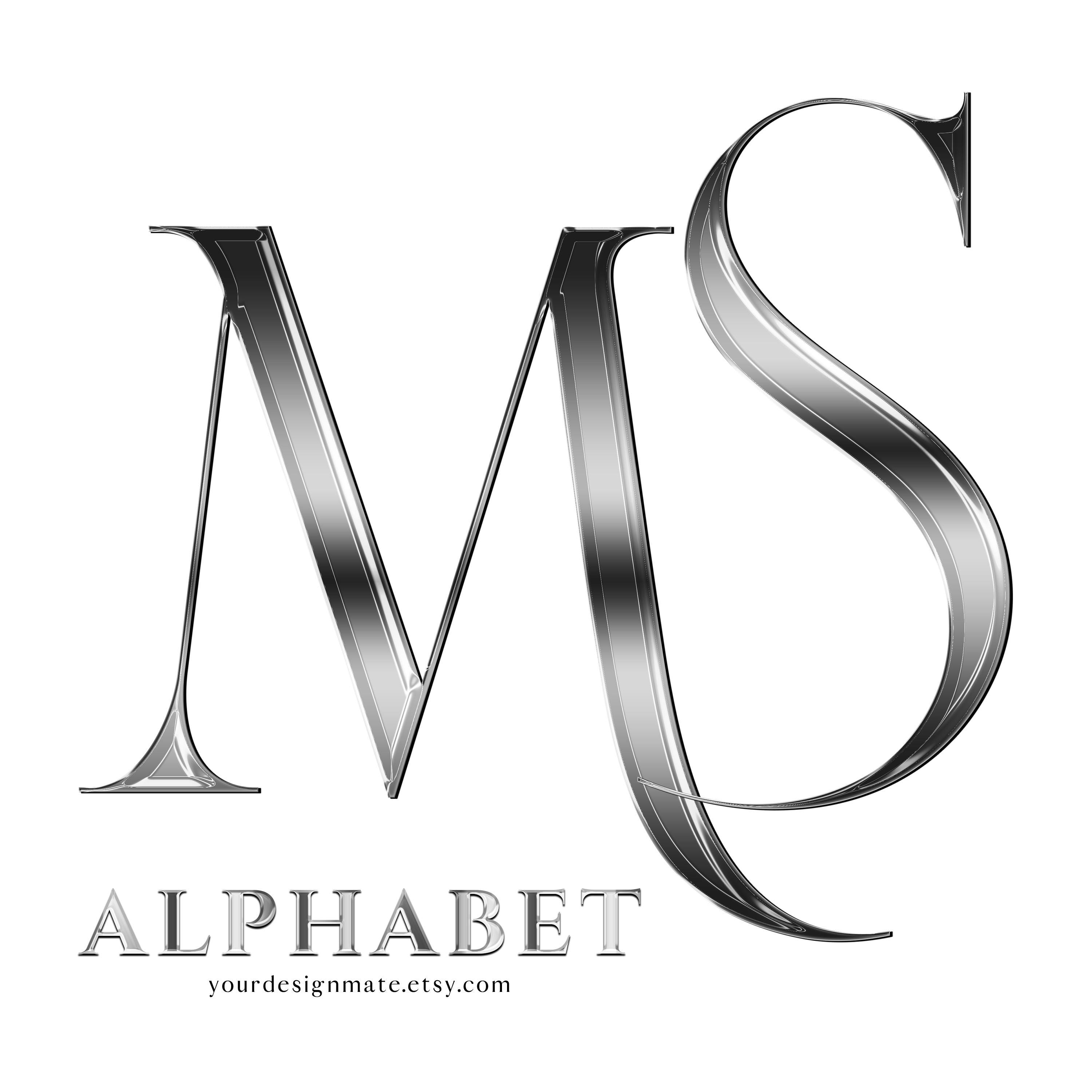 Silver Chrome Alphabet Clipart | 3D Metallic Letters PNG | Luxury Shiny ...