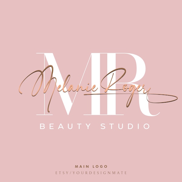 Microblading logo, Rose Gold Logo, Pink Beauty Logo, Premade Logo, Cosmetics Logo, Brow Logo, Signature Logo, Lash Logo, Pink Logo #141