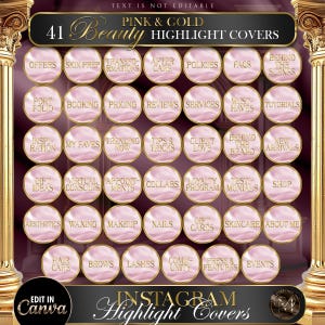 Pink Gold Instagram Highlight Covers, Beauty Text Covers, Aesthetic IG Story Covers, Instagram Highlights, Pink Canva Highlight Covers #13