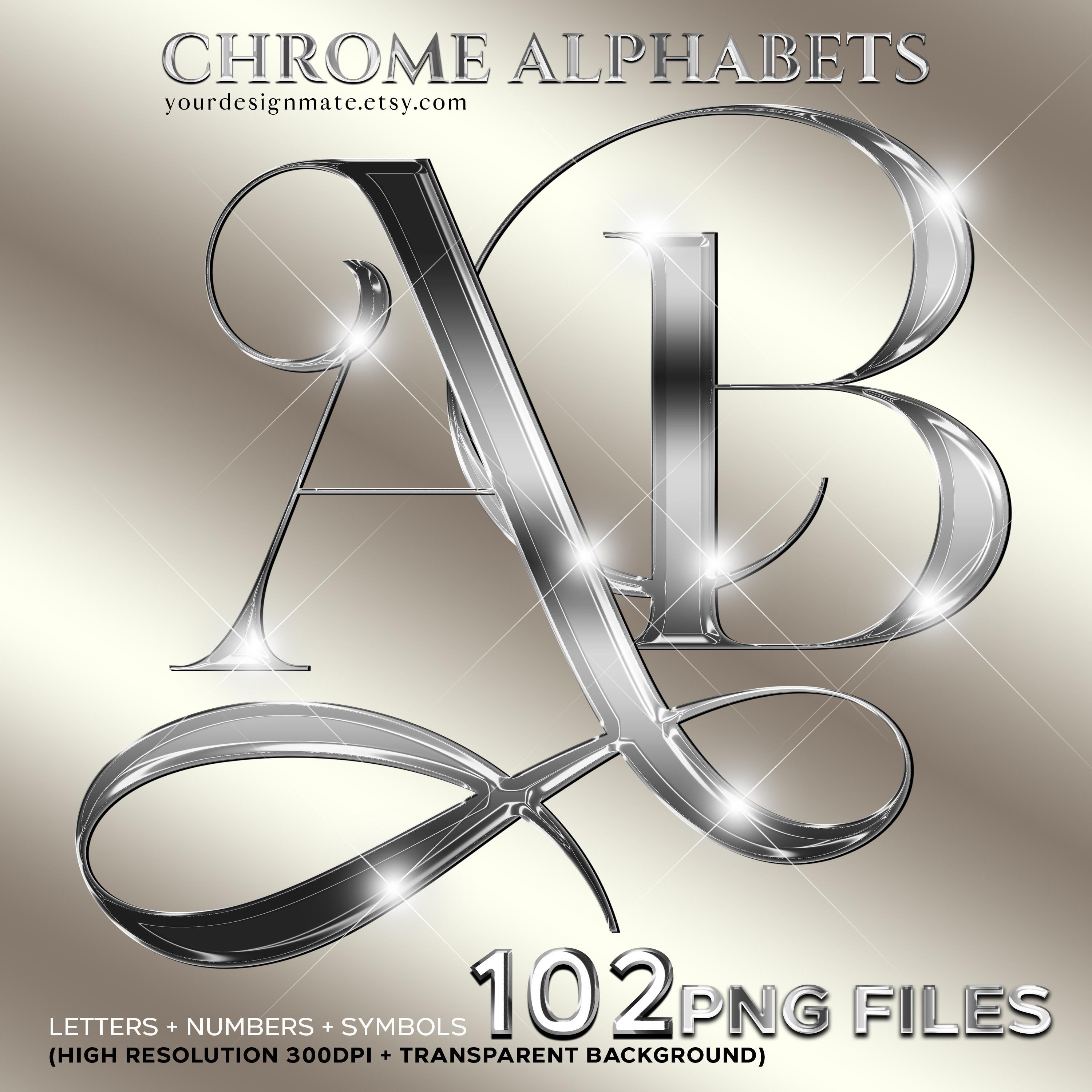 Silver Chrome Alphabet Clipart | 3D Metallic Letters PNG | Luxury Shiny ...