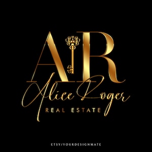 Realtor Logo, Premade Real Estate Logo, Gold Real Estate Logo, Signature Logo, Premade Logo Design, Interior Designer Logo, Key Logo #137