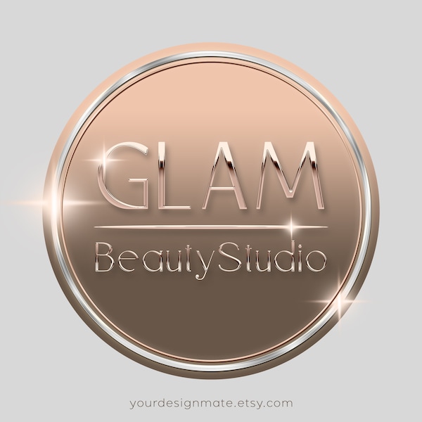 Logo en or rose, Logo de luxe, Logo Glam, Logo de cosmétiques, Logo de boutique, Logo de soins de la peau, Logo préfabriqué, Logo d'extensions de cheveux, Logo Lash #196