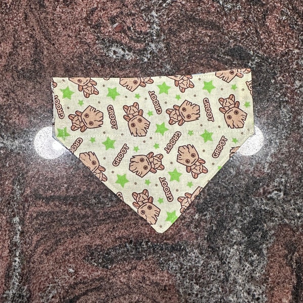 Reversible pet bandana | Slides over the collar | Made with Baby Groot fabric | Handmade | Washable | Multiple sizes available