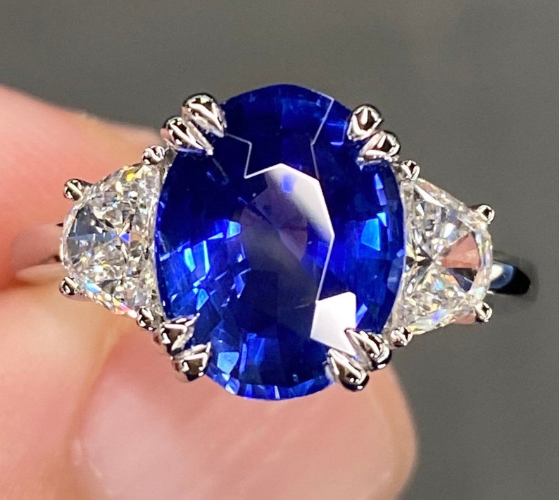 GIA 4.4 Ctw Intense Blue Ceylon Sapphire & E VVS Diamond Ring - Etsy