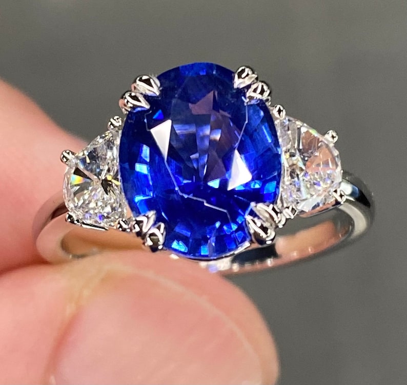 GIA 4.4 Ctw Intense Blue Ceylon Sapphire & E VVS Diamond Ring - Etsy