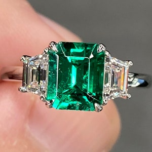 Exceptional AGL No Oil 2.3 Ctw Muzo Colombian Emerald & D VVS Diamond ...