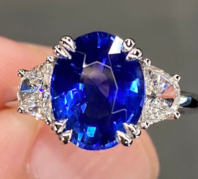 GIA 4.4 Ctw Intense Blue Ceylon Sapphire & E VVS Diamond Ring - Etsy