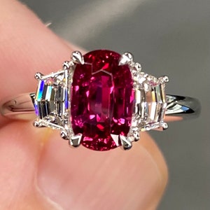 Exceptional GRS 3 Ctw Blood Red Ruby & D VVS Diamond Platinum Ring - Etsy
