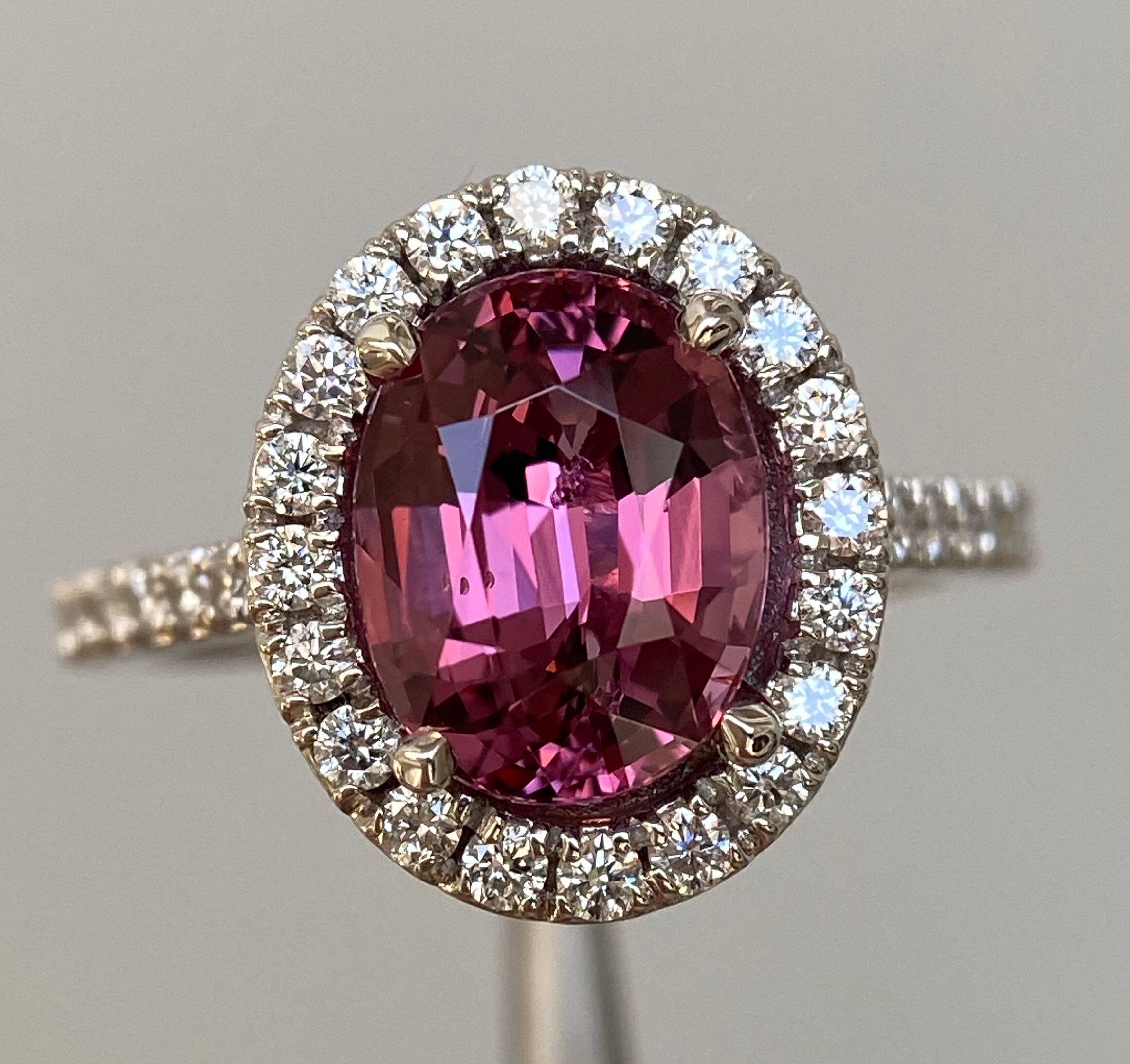 Stunning 4 Ctw Vivid Pink Spinel & Diamond Ring 14K White Gold | Etsy