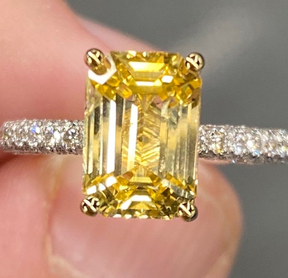 Bague En Or Jaune 18 Carats Avec Saphir Naturel Bleu - Taille 53, Faite Main, Occasion Très Bon état