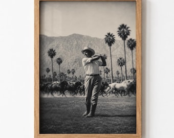 Cowboy Palm Springs Wall Art Western Horses Digital Download Poster