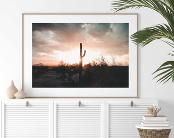 Saguaro Cactus Photography Print, Arizona Decor For The Home, Gift For Him, Airbnb Walll Art, Arizona Desert Art, Sunset Picture