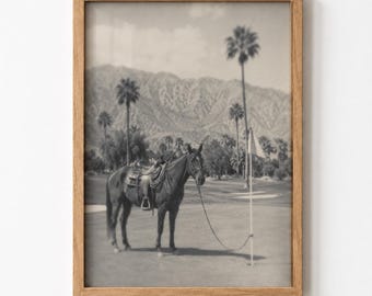 Vintage Horse Golf Poster Palm Springs Western Wall Art Digital Download