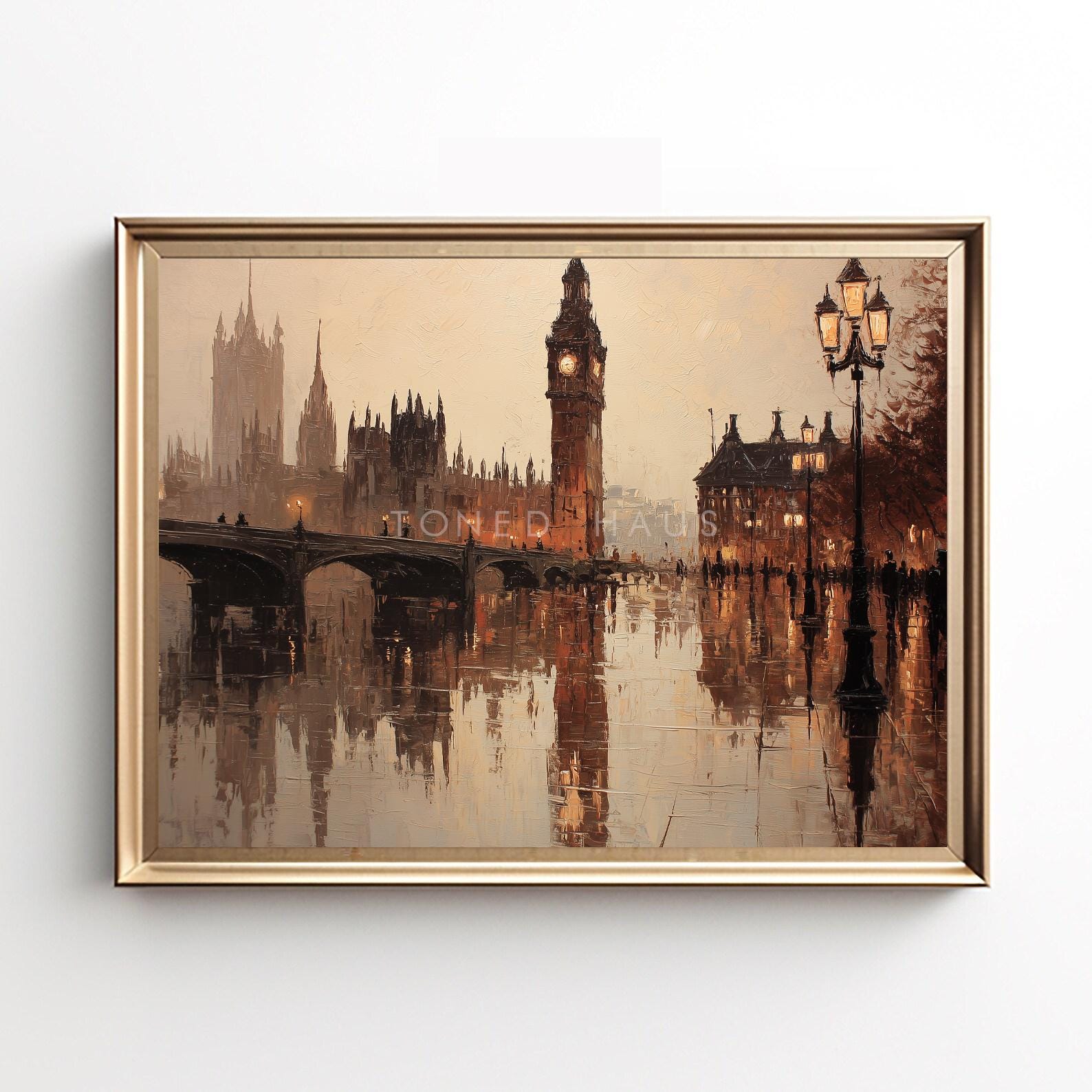 Printable London Big Ben, Vintage English Wall Art, Neutral Digital Download, Large Printable Art, European Decor, Neutral Home Decor