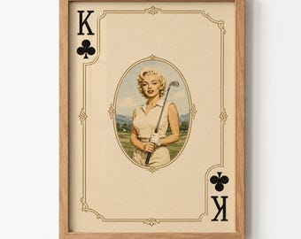 Marilyn Monroe Golf Retro Mid Century Playing Card Printable Wall Art