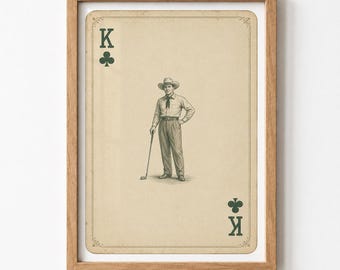 Vintage Western Cowboy Mid Century Golf Playing Card Digital Download Art
